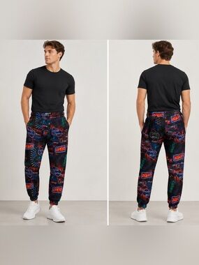 Fresh Prints of Bel Air Neon City Jogger Pants Men's Medium Graphic Lounge Pants